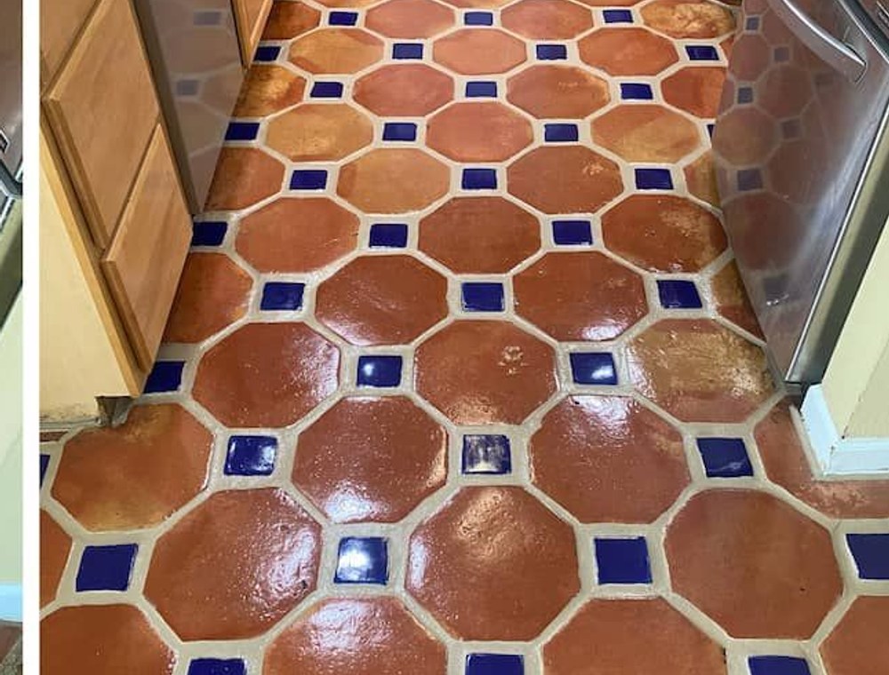 Beautifully restored Saltillo tile floor