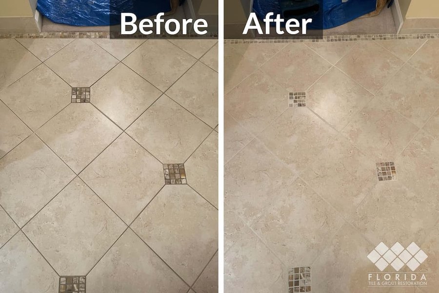 Tile and grout cleaning, before and after