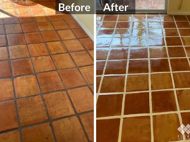 Tile and grout restoration, before and after